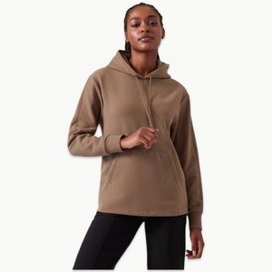 NWT Athleta Retroplush Hoodie Fleece Athletic Sweatshirt | Small | Taupe Brown